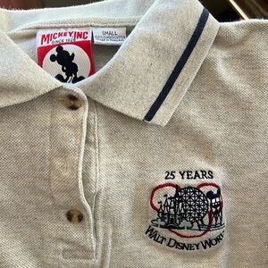 DISNEY Women's Golf Polo Shirt 25 years Walt Disney World size small VTG 1997